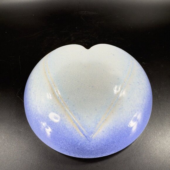 Hand Crafted Stoneware Pottery Wall Pocket Vase Blue Heart Shaped Vessel Decor - Picture 13 of 16